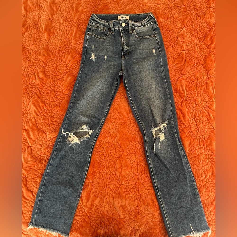 Just Black Distressed Dark Indigo Skinny Jeans